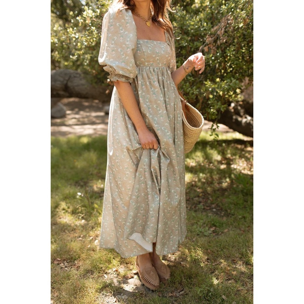 Carly Jean Los Angeles Sage Floral Maxi Dress